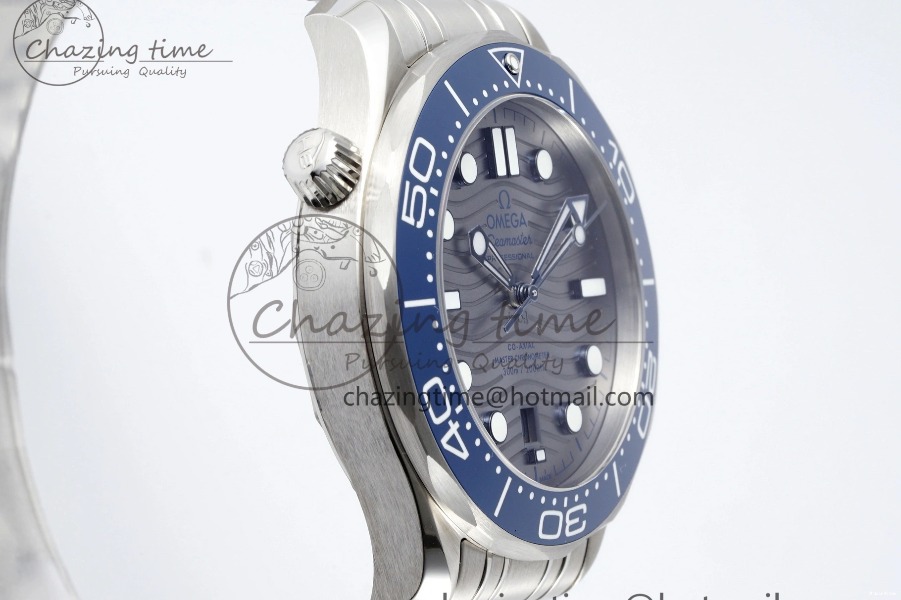 0310 Affordable Seamaster Diver 300M ZF 1:1 Best Edition Blue Ceramic Gray Dial on SS Bracelet A 7734